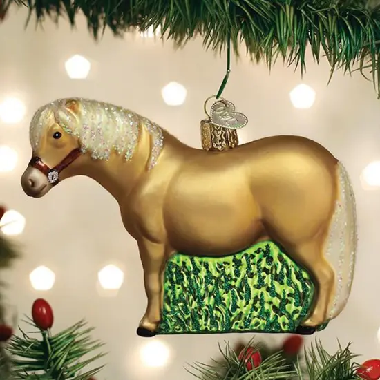 Old World Christmas 3.5 Inch Shetland Pony Tree Ornament , Gentle Hardy Intelligent Gold {3}
