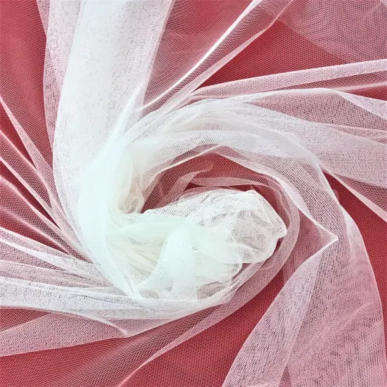 1 Yard Ivory English Net Mesh Fabric 100% Polyester Sheer 2-Way Stretch 59/60 Inch Width {2}