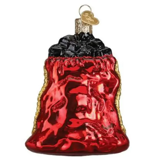 Old World Christmas 3.25 In Bag Of Coal Christmas Tree Ornament , Naughty Red {2}