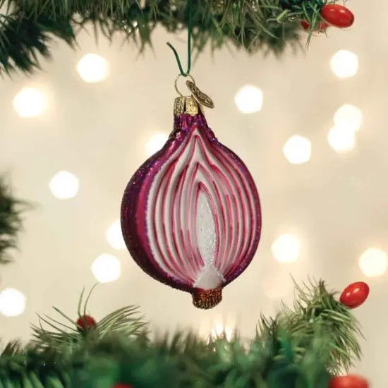 Old World Christmas 3.0 Inch Red Onion Christmas Tree Ornament , Vegetable Protect Against Evil Purplish Red {3}