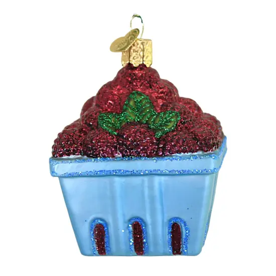 Old World Christmas 3.0 Inch Carton Of Raspberries Tree Ornament , Ornament Fruit Red {3}