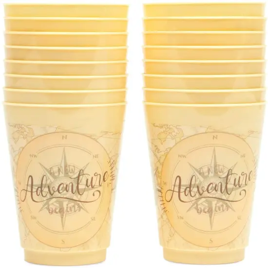 Plastic Party Cups, A New Adventure Begins (Yellow, 16 oz, 16 Pack) {6}