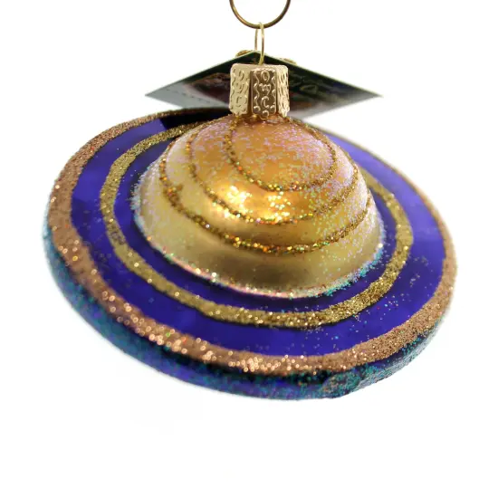 Old World Christmas 3.5 Inch Saturn Tree Ornament , Glass Ornament Planet Space Gold {1}