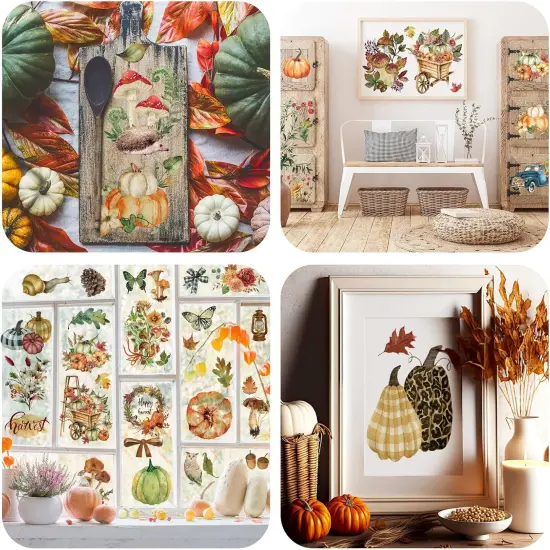 12 Sheets Fall Thanksgiving Rub on Transfers for Crafts {3}