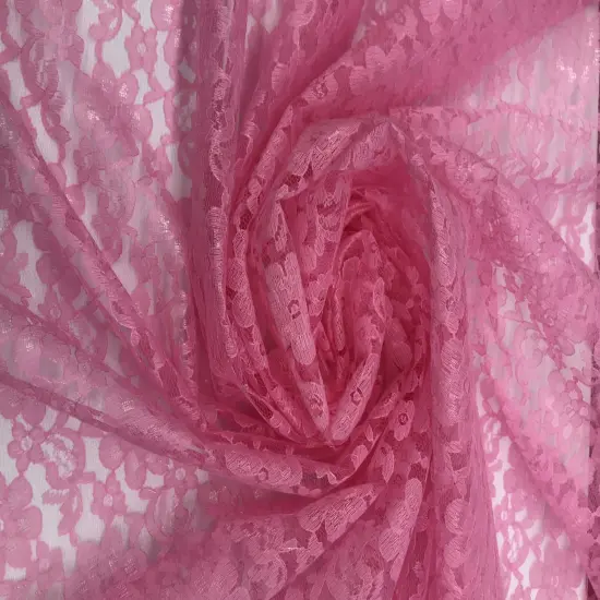 1 Yard Rose Pink Rachelle Lace Fabric Sheer Floral Mesh for Dresses, Crafts & Decorations 58&Prime;-60&Prime; Wide {2}