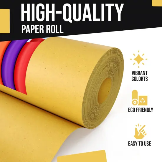 Kraft Paper Roll 36" X 1320" (110' Ft) Colored Paper Roll - Packing Paper Roll - Craft Supplies - Kraft Wrapping Paper Perfect as Shipping Paper Craft Paper Roll by Crown Display Yellow {4}