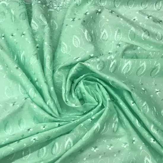 1 Yard Mint Green Medium Eyelet Fabric with Soft Feel and Double Border &ndash; 41/42" Wide {1}