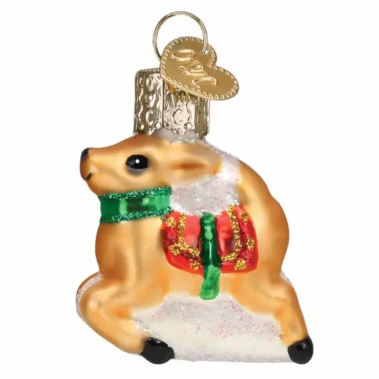 Old World Christmas 2.0 Inch Mini Reindeer Tree Ornament , Ornament Saddle Flying Brown {1}