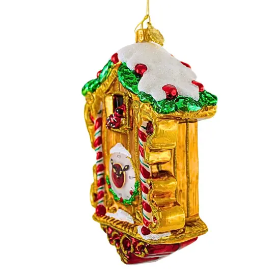 Huras Family 5.5 Inch Grandma's Great Cuckoo Clock Christmas Tree Ornament , Christmas Decor Cardinal Time Peppermint Brown {3}