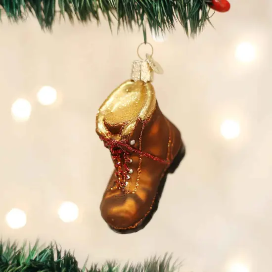 Old World Christmas 2.0 Inch Hiking Boot Christmas Tree Ornament , Outdoor Explore Ornament Brown {3}