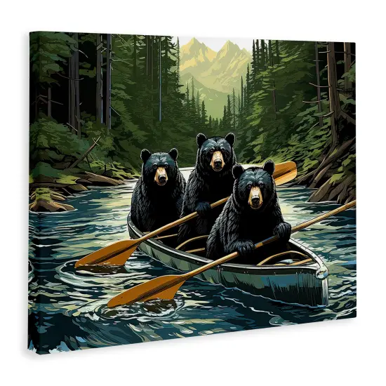 Stupell Industries Woodland Canoeing Bears Canvas Design By Jim Baldwin {3}
