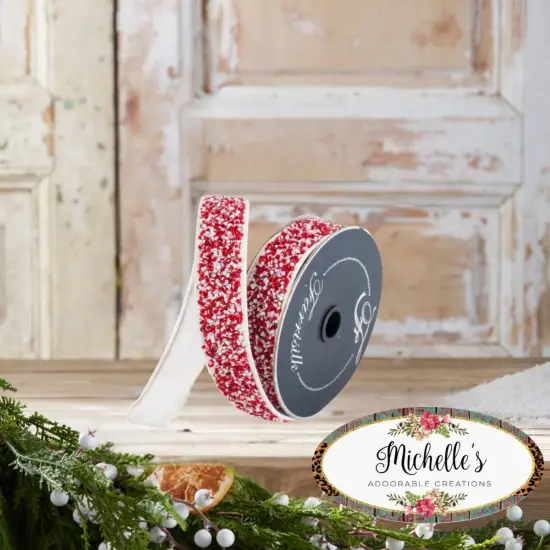 1.5" Peppermint Multi Sprinkles Ribbon: Red/White(10 Yards) {4}
