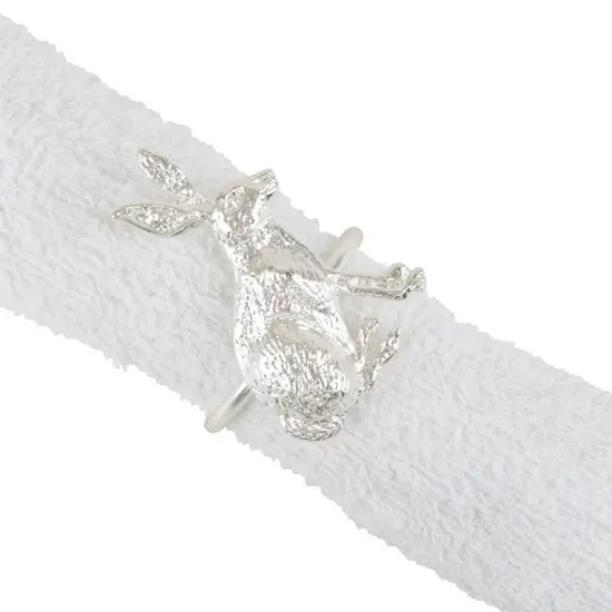 Easter Silver Bunny Rabbit Napkin Ring Set of 4 {3}