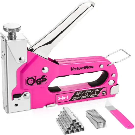 Staple Gun, Heavy Duty 3-in-1 Manual Nail Gun with 2000 Staples, Remover, Upholstery Stapler for Wood, Furniture, Carpet, Carpentry, DIY, Wire, Decoration, Craft, Fixing Material, Decoration {1}