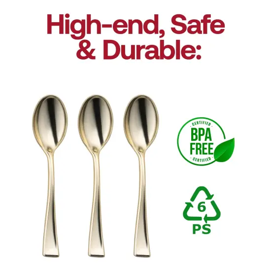 Shiny Metallic Gold Mini Plastic Disposable Tasting Spoons (600 Spoons) {3}