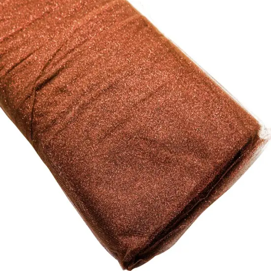 10 Yard Glitter Tulle Fabric Bolt 10 Yards Length for Wedding Party Decoration 54 Inch Width Brown {1}