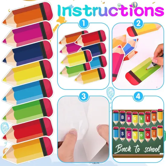 72 PCS Colorful Pencils Cutouts for Classroom Decoration {2}