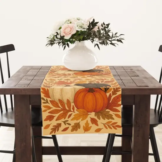 Pumpkins Leaves Table Runner - Fall Decorations {4}