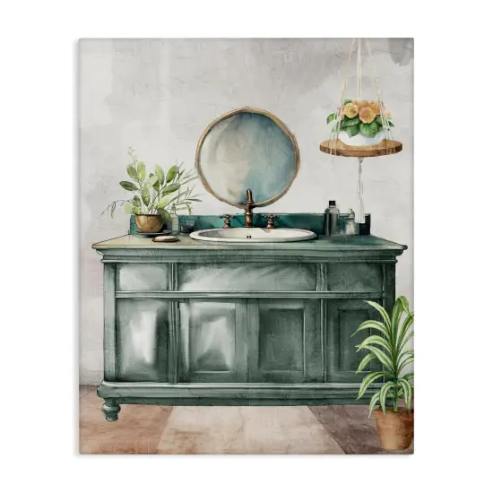 Stupell Industries Bath Greens Botanical Vanity Canvas, design by Kim Allen {1}