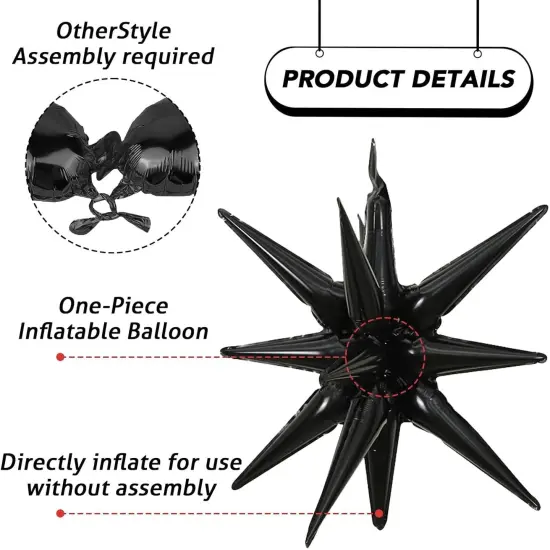 22Inch Large Black Star Balloon Explosion Foil Balloons(black) {6}