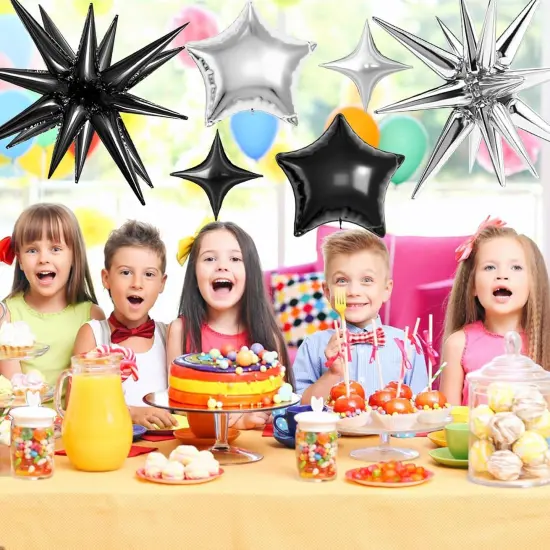 22/18/10 Inch Star Foil Mylar Balloon(Black Silver) {3}