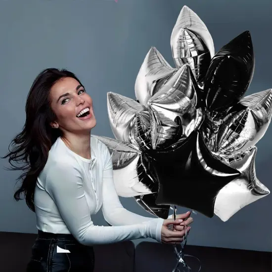 18 Inch Star Shaped Foil Helium Balloon Mylar Balloon(Black and Silver) {4}