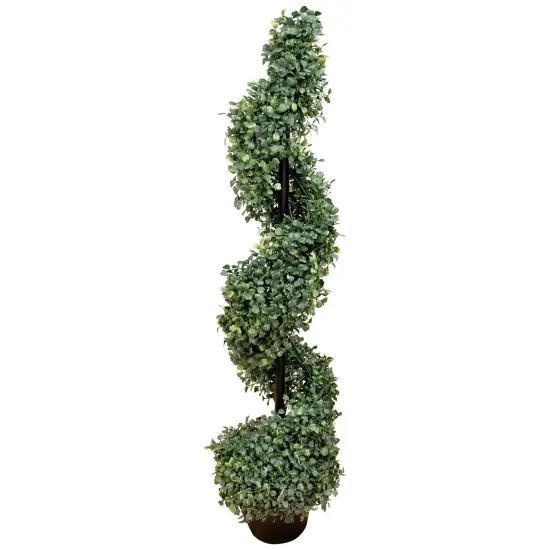 Northlight Two-Toned Boxwood Spiral Artificial Topiary Tree in Round Pot - 3' Green {5}