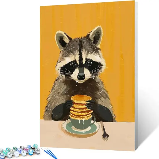 Raccoons Eating Muffins Paints by Numbers {1}