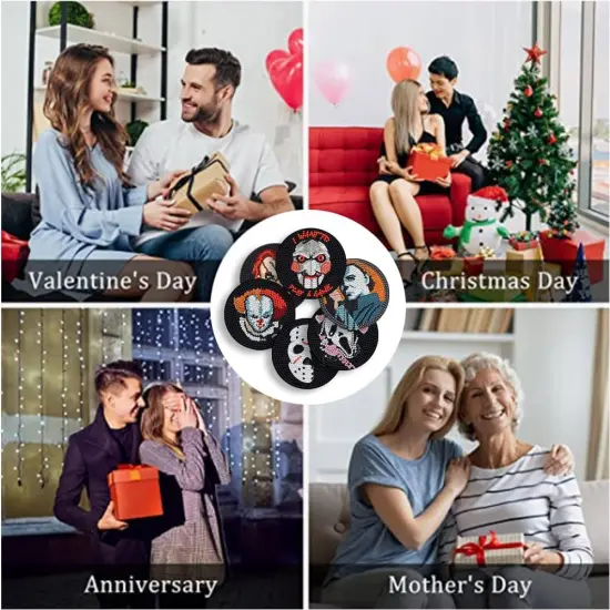 6 PCS Diamond Painting Coasters Kits with Holder {4}