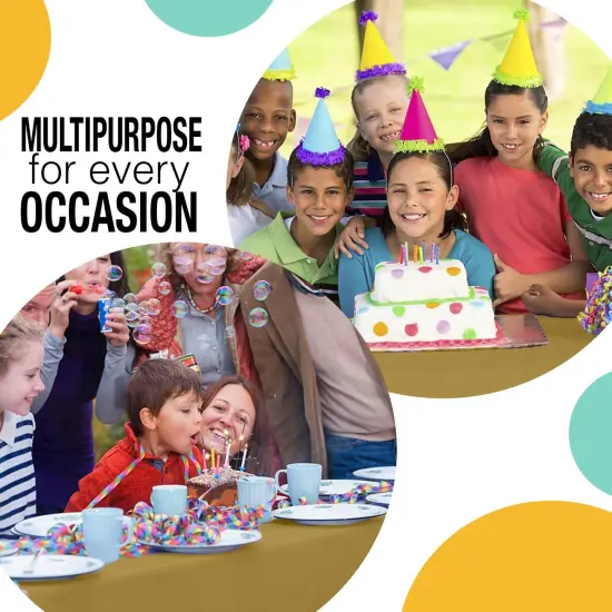  Party Solids 54" x 300' Plastic Table Cover Roll with Slide Cutter &ndash; Cut-to-Size Dispenser Box &ndash; Makes Up to 36 Disposable 8' Rectangle Tablecloths by Exquisite Gold {6}