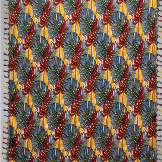 72" L x 45" W Split Leaf Rayon Sarong with Fringes Fabric Golden yellow {7}