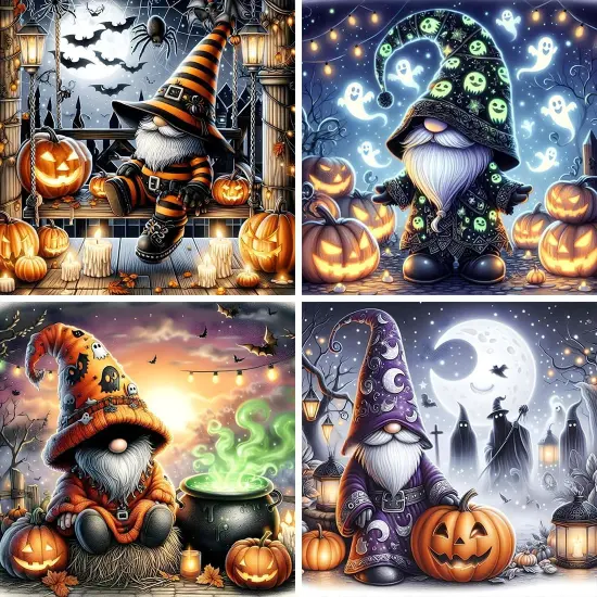 Gnome 4 Pack Halloween Diamond Art Kit {1}
