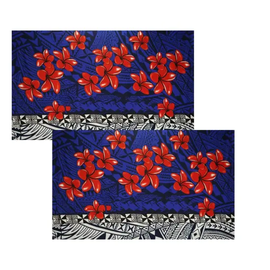 Talofa Samoa Plumeria Polyester Sarong 72" L x 45" W Royal {7}