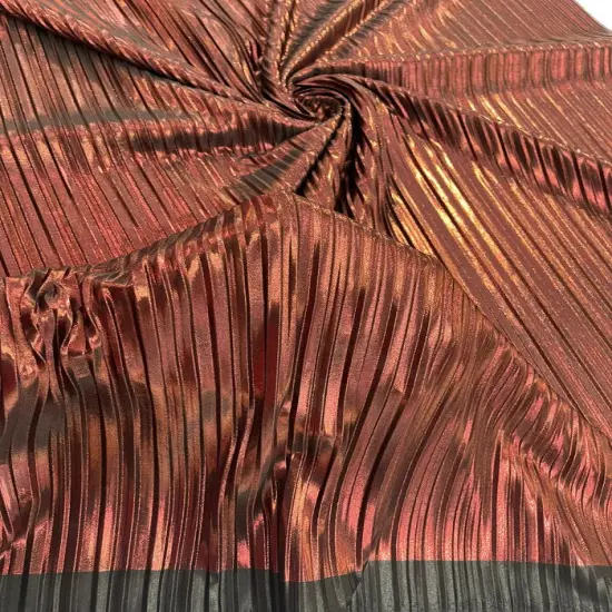 1 Yard Metallic Foil Accordion Pleated Polyester Fabric Lightweight Pleated Foil Sheer 58-60 inches width Purple {4}
