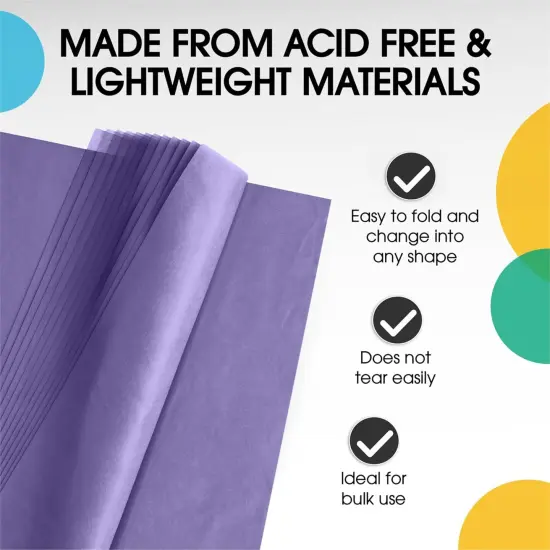 Tissue Paper for Gift Bags - 15" x 20"Bulk Tissue Paper Dark Blue 480 Sheets - 10lb Newsprint for Packing, Birthday Gift Box Filler, Packing Supplies for Moving SuppliesPurple {3}