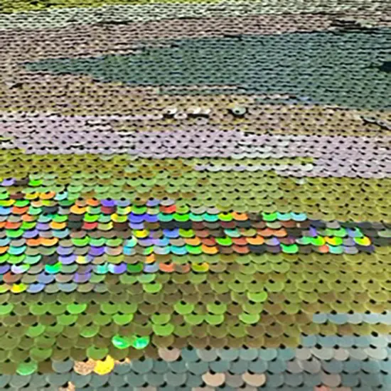 1 Yard Reversible Sequin Multi Color Polyester Spandex Fabric for Costumes Dancewear Decor 54/56 Inch Width {1}