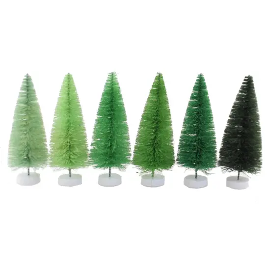 Cody Foster Green Hue Bottle Brush Trees Putz Village Christmas Bb98g Set/12 6.0 Inch Green Hue Bottle Brush Trees Christmas Decorative Tree , Christmas Decor Putz Village Pine {2}