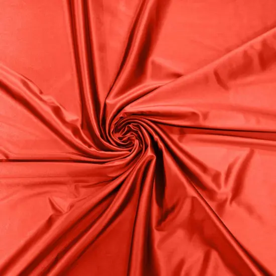 1 Yard Stretch Satin Spandex Fabric Casino Style Heavyweight Glossy Prom & Pageant Material Tomato Red {1}