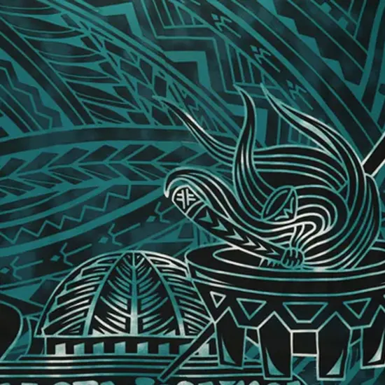 Talofa Samoa Kava Bowl Polyester Sarong 72" L x 45" W Green {5}