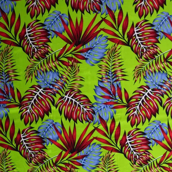 1 Yard Monstera & Split Leaves Rayon Poplin Fabric 44/45" Wide Yellow {2}