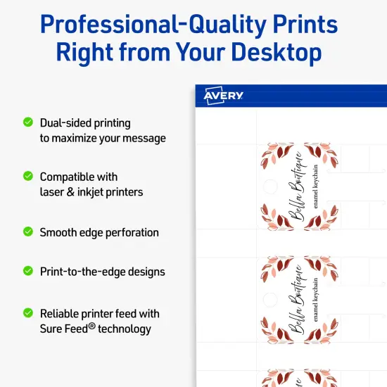Avery Printable Rounded Rectangle Slot Tags, Sure Feed Technology, 1-1/2" x 2-1/2", Matte White Cardstock, Print-to-The-Edge, Laser/Inkjet Printable, 100 Total {8}