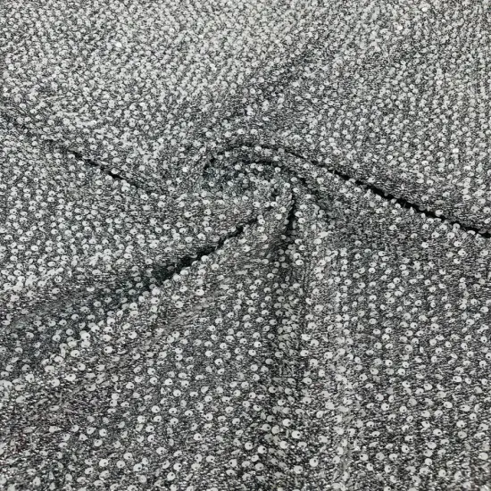 1 Yard Metallic Lame Confetti Sequins Spandex Fabric Stretchy Polyester 58-60 inches width Gray/White {1}