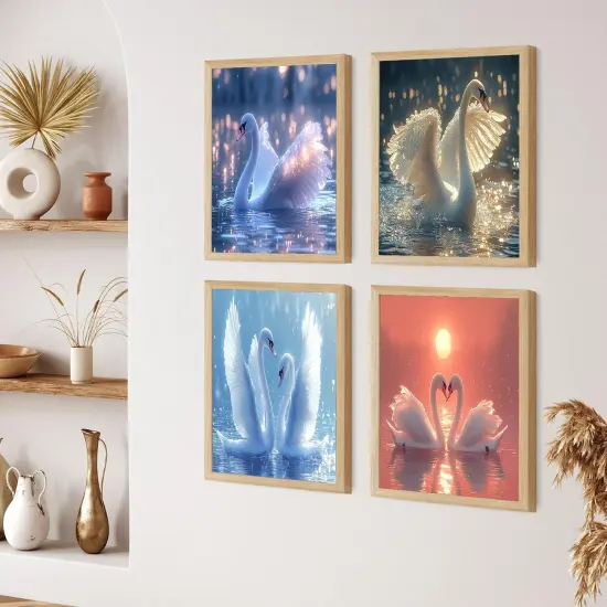 4 Pack Swan Paint by Numbers Kit for Adults Beginners, 12" Wx16 L Paint by Numbers {5}