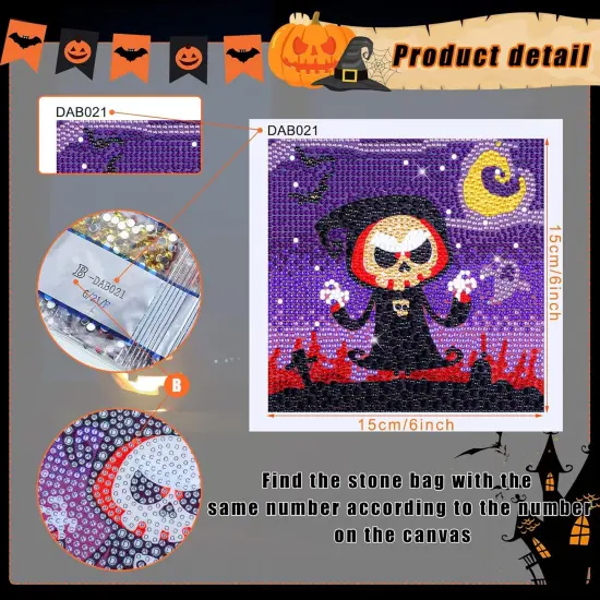 9 Pieces Halloween 5D Diamond Painting Kits {3}