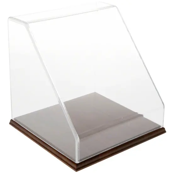 Plymor Clear Acrylic Slanted Front Display Case, 10" x 10" x 10" Hardwood {1}