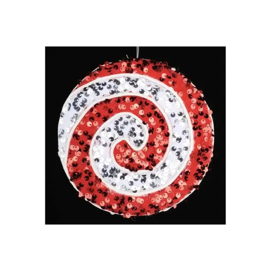 6" Sequin Peppermint Swirl Ornament: Red/White {2}