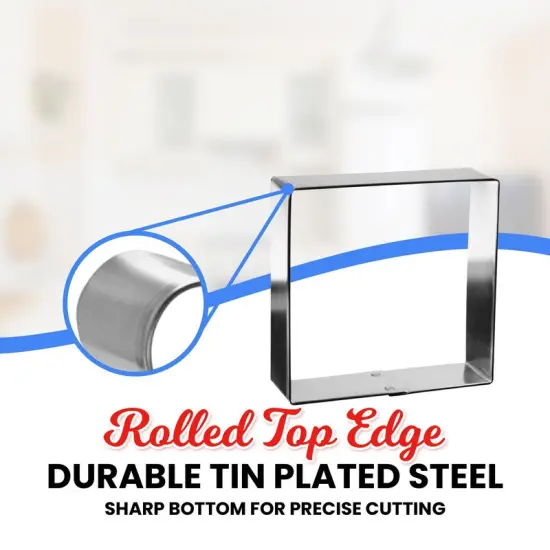 CookieCutter.Com Brand Square Cookie Cutter 4 in, Tin Plate Steel, Handmade in USA {4}