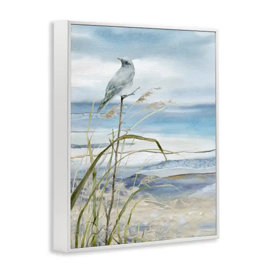 Stupell Industries Bird on Beach Shore Framed Giclee Art White Frame {3}