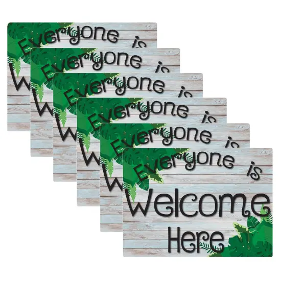 Computer Mouse Pad, 8" x 10", Everyone is Welcome Here, Beech Wood, Greenery, Pack of 6 {1}