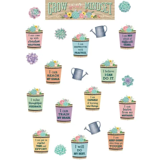 Rustic Bloom Grow Your Mindset Mini Bulletin Board Set {1}